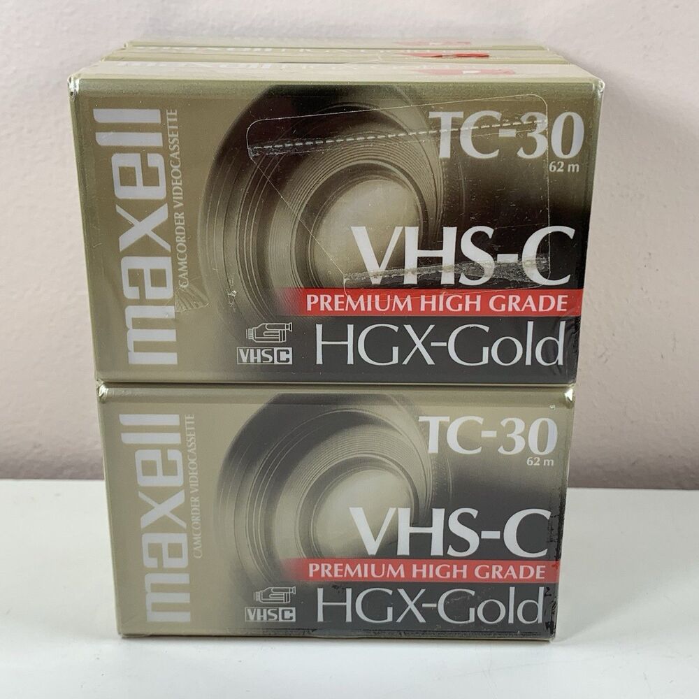 6 Maxell TC-30 VHS-C Premium High Grade HGX-Gold Camcorder Tapes New/Sealed